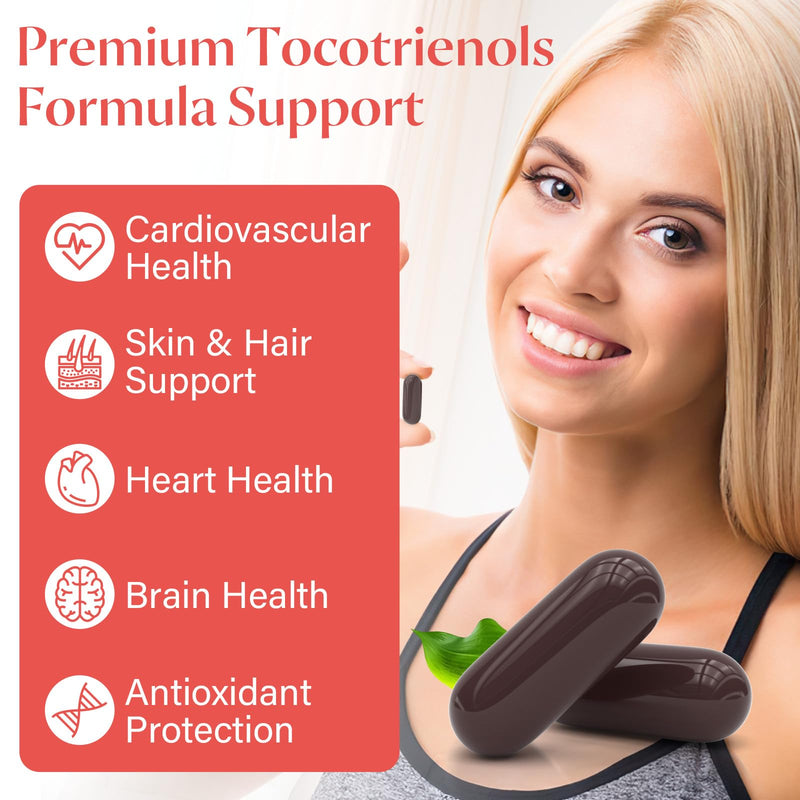 Liposomal Tocotrienols Supplement 1000mg, Vitamin E, High Bioavailability, 95% Delta & 5% Gamma Tocotrienol Capsules, for Immune, Bone, Skin, and Antioxidant Support, No Fillers, No Soy 60 count (Pack of 1)