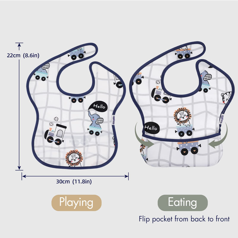 [Australia] - Soarwg Kids Bibs, Baby Bibs, Waterproof Baby Bibs for Boy and Girl, Great Travel Baby Bibs for Eating, Feeding Bibs, 5 Pack Cartoon 