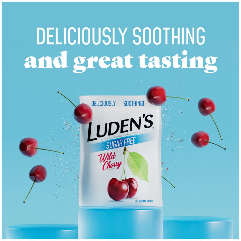 [Australia] - Luden's Sore Throat Relief Lozenges for Minor Everyday Irritation & Dry Mouth, Sugar Free Wild Cherry Flavored Drops, 75 Count Sugar-Free Wild Cherry 75 Count (Pack of 1) 
