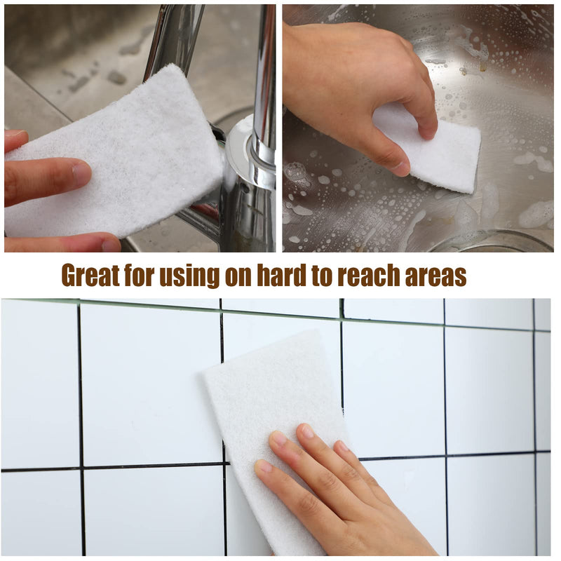 [Australia] - 20 Pieces White Scrubbing Pad Non Woven Pads Scouring Pad Non Scratch Multipurpose Scouring Sponge Abrasive Hand Pad Multi Surface Scrubber Pads for Cleaning Polishing (6 x 9 Inch) 6 x 9 Inch 
