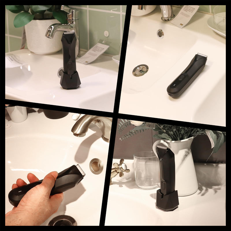 [Australia] - FAMILIFE Body Trimmer for Men, Ball Trimmer Men, Electric Groin & Pubic Hair Trimmers, Replaceable Ceramic Blade Heads, Waterproof Wet/Dry Use, Standing Recharge Dock, 90 Minutes Usage 