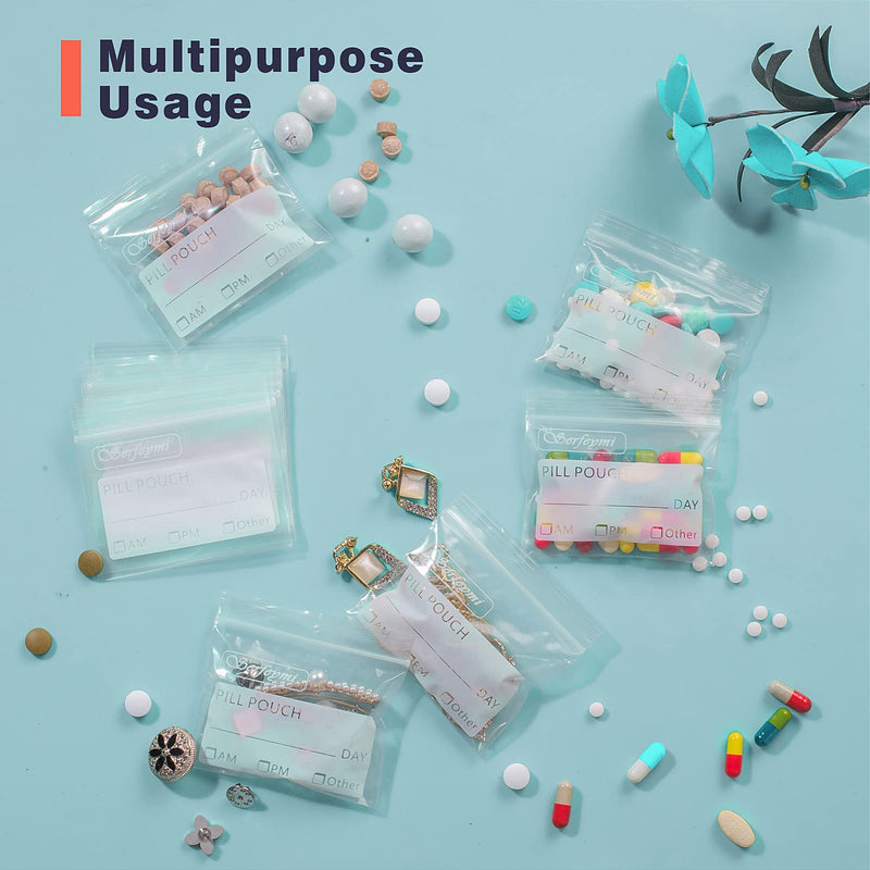 [Australia] - Serfeymi Pill Pouch Bags for Travel Pack of 120 BPA Free 3 x 2.75 inch Reusable Pill Pouches for Medicine with Write on Label Clear Ziplock Seal Waterproof AM PM Pill Baggies for Medicine Organizer 