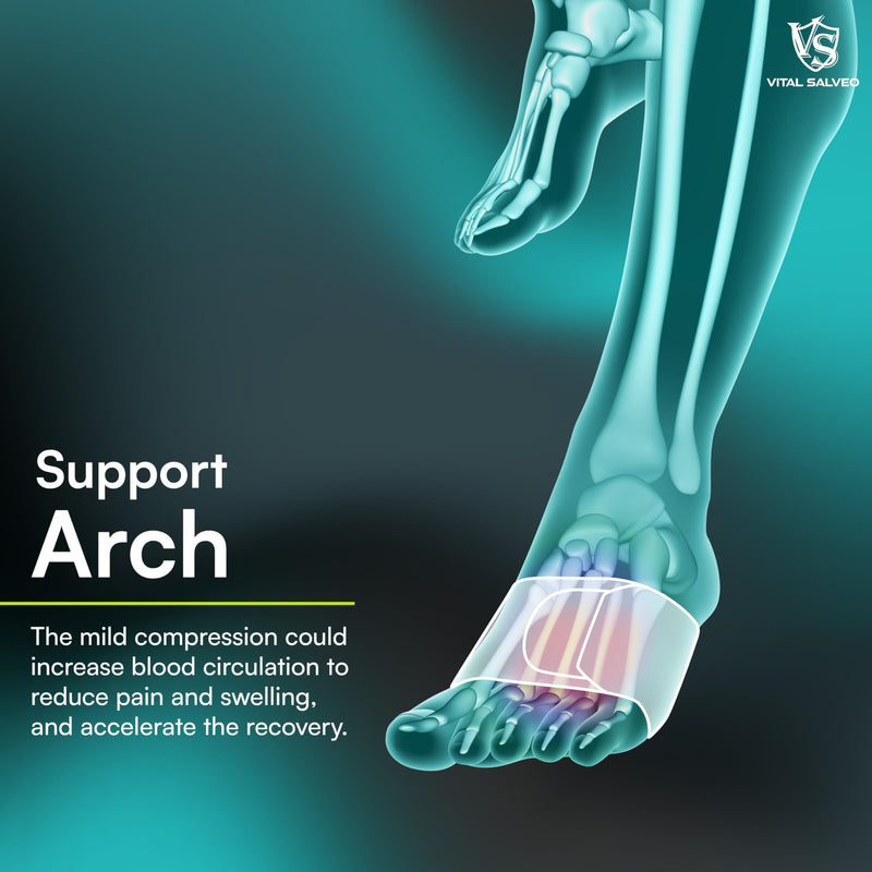 Vital Salveo- Adjustable Brace Arch Support Straps, PlantarFasciitis, for Men Women, Running, Soccer, Football, Workout (Pair) /3"* 11.5" Arch 3"*11.5"(Pair)