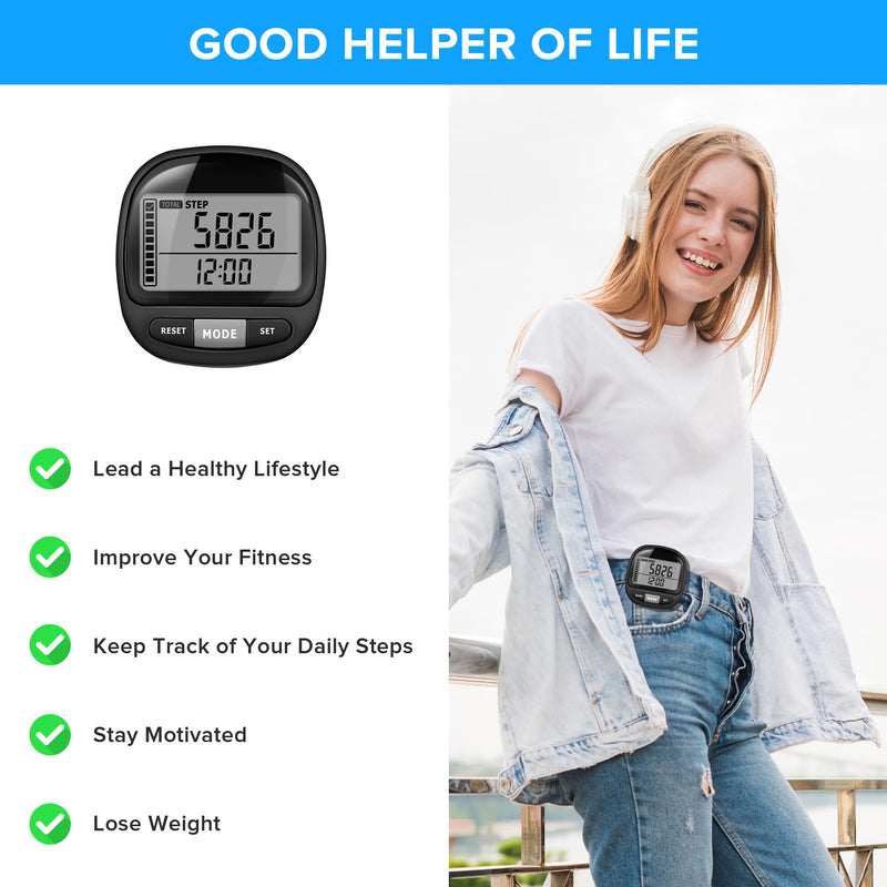 [Australia] - 3D Pedometer Step Counter for Walking and Miles, Simple Step Tracker with Large Digital Display and Clip Lanyard, Steps Track Accurately Steps Monitor Watch for Women Men Adults Seniors Dog 