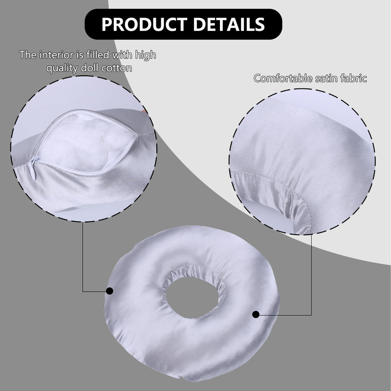 [Australia] - Donut Ear Piercing Pillow for Side Sleepers – Pain Relief, Earring Comfort, CNH Pillow with Ear Hole – Ideal for Side Sleeping with Pierced Ears (Gray) Gray 