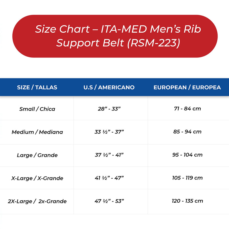 ITA-MED Breathable Elastic Rib Brace for Men, Ideal Compression Support Wrap/Belt for Broken, Cracked, Dislocated & Fractured Ribs, Made in USA (Black, Large) Black