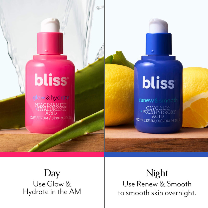 Bliss AM+PM Vitamin C & Glycolic Acid Face Serum Duo - Clean Beauty Formula