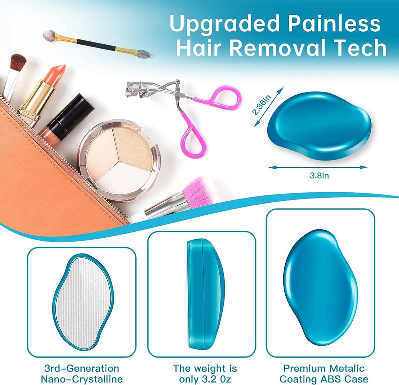 Crystal Hair Eraser, Painless Exfoliation Epilator, Blue, Not Water Resistant, 1 Count, Battery Powered, Hair Removal Tool