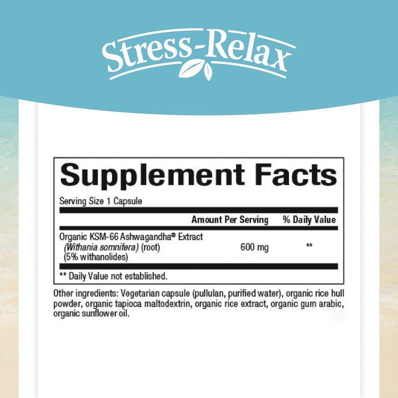 [Australia] - Stress-Relax KSM-66 Ashwagandha 600 mg by Natural Factors, 30 vegetarian capsules (30 servings), 60 Capsules Standard Packaging 