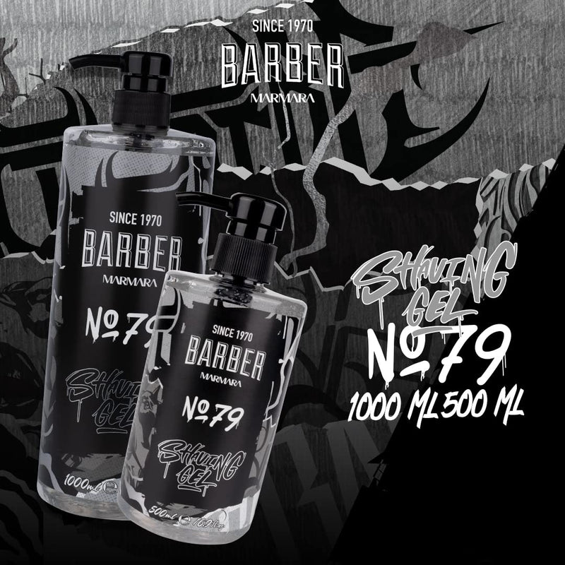 [Australia] - BARBER MARMARA shaving gel men No.79 - men's shaving gel transparent 500ml - shaving gel men - for a precise shave of the beard contours - optimal gliding - cools the skin - with pump dispenser 