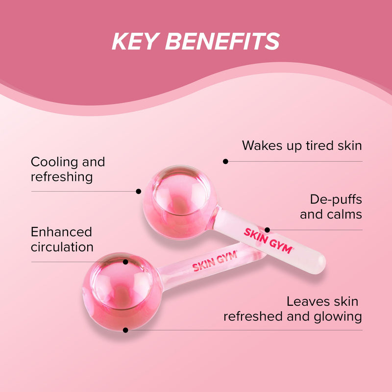 Skin Gym Ice Globe Beauty Balls, Pink Liquid Cryocicles, Cooling Face Roller for Smooth Skin & Enhanced Glow