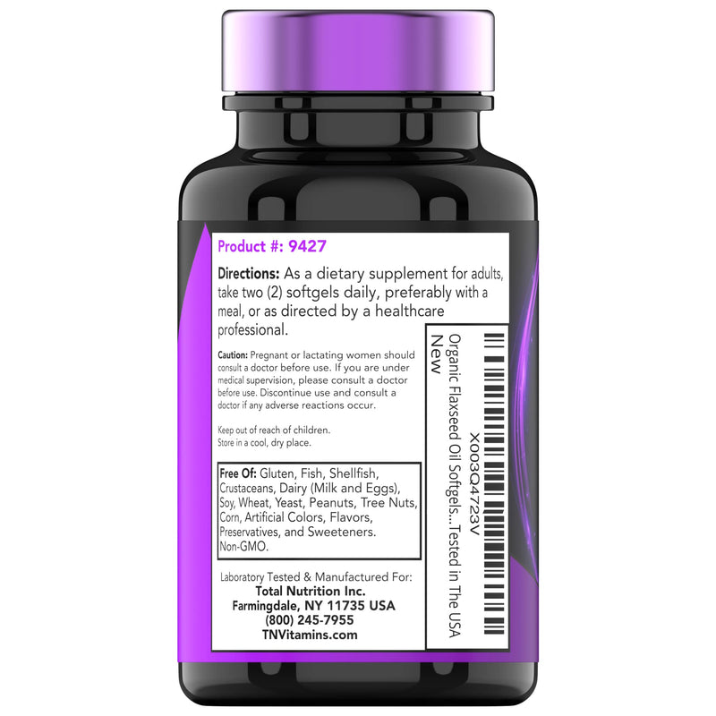 [Australia] - Organic Flaxseed Oil Softgels: 2000 mg x 90 Softgels | High in Omega-3 Fatty Acids | Flaxseed Oil Supplement for Women & Men | Non-GMO 