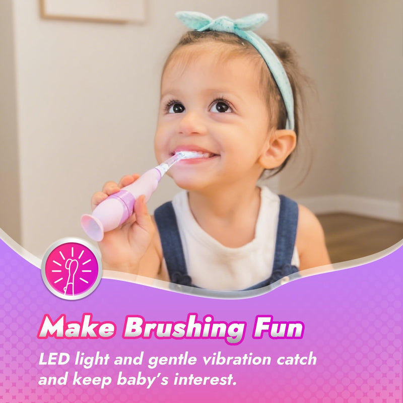 [Australia] - Papablic Toddler Sonic Electric Toothbrush Kids for Ages 1-3 Years, Baby Electric Toothbrush with Cute Unicorn Cover and Smart LED Timer, 4 Brush Heads (Arya) 4 Brush Heads Arya 