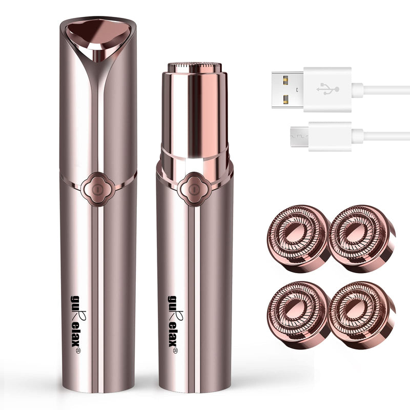 [Australia] - Facial Hair Remover for Chin Upper Lip Peach Fuzz Including 4 x Replacement Heads Epilator Women's Face (Gold (4 x Replacement Heads Included)) 