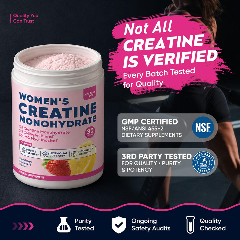 18 in 1 Creatine for Women with Collagen & Creatine Monohydrate 10.58 OZ | With Collagen, Myo & D-Chiro Inositol, Electrolytes & Vitamins for Strength, Recovery & Skin Support, Sugar Free 10.6 Ounce (Pack of 1) V1-strawberry Lemonade