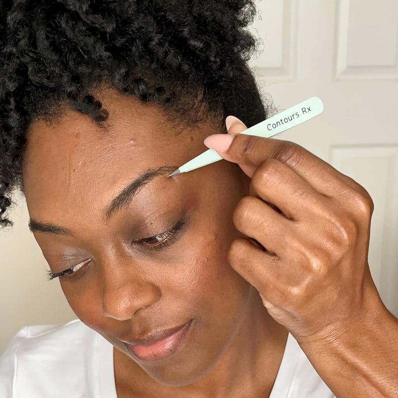 Contours Rx Precision Tweezers – Needle Nose Stainless Steel Tweezer for Lids by Design Placement, Eyebrow Grooming & Lash Application – TSA-Approved, 4 inch 4in.