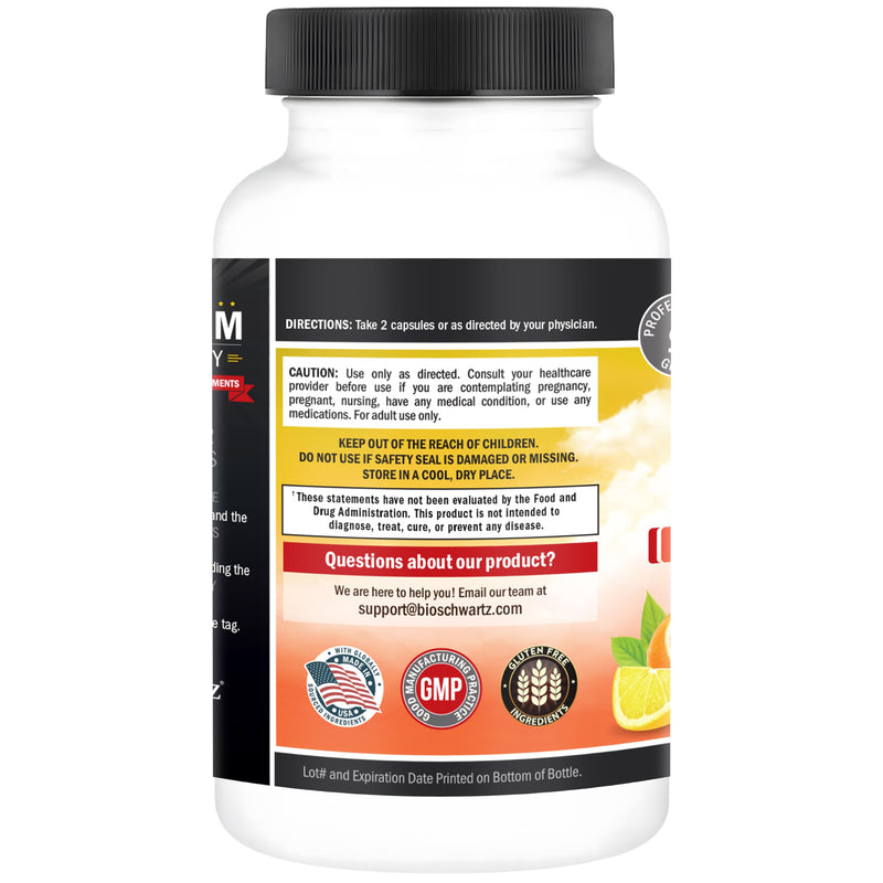 BioSchwartz Vitamin C Complex Supplement - Vitamin C 1000mg Capsules | with Rose Hips Zinc & Citrus Bioflavonoids for Immune Health, Cellular Energy, Collagen Production, 120 Count, 60 Servings