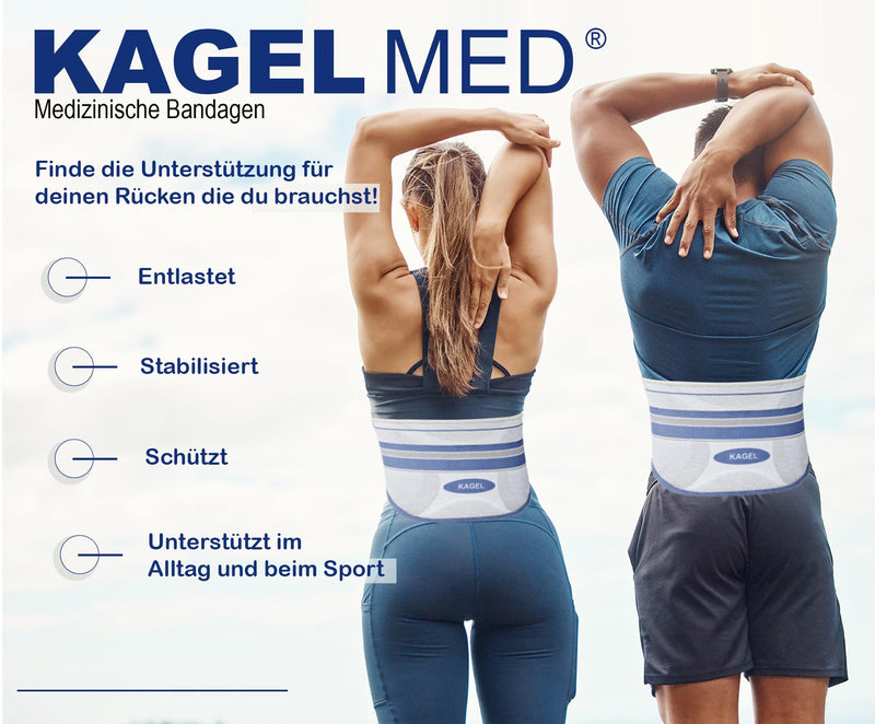 [Australia] - KAGEL MED back bandage - orthopedic bandage for men and women with metal supports and 3D compression - medical back support belt & back strap & kidney warmer (L (95-110cm)) L (95-110cm) 