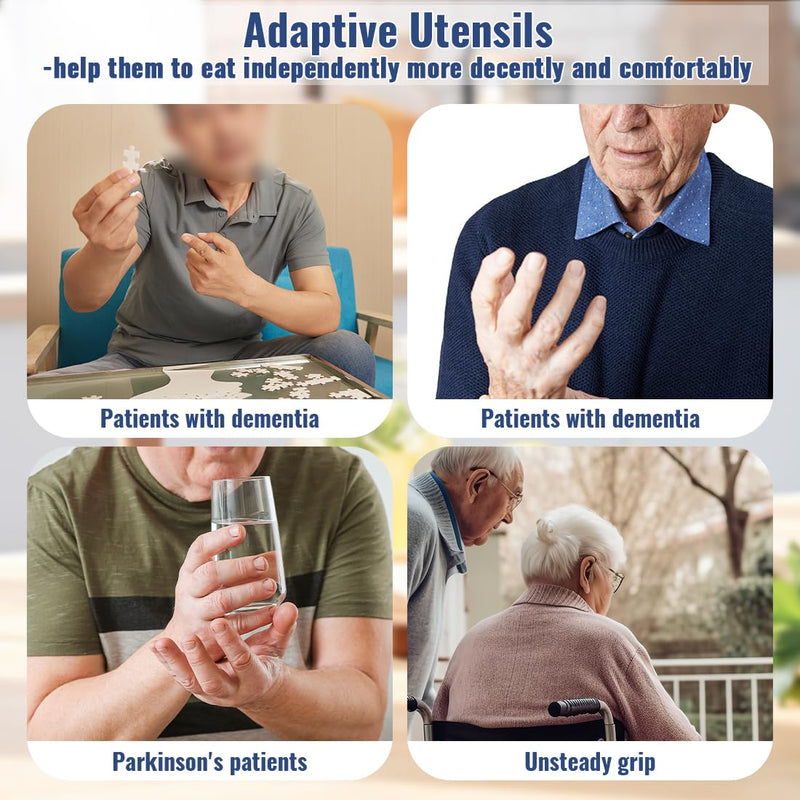 [Australia] - Adaptive Weighted Utensils Set – Spoon and Fork for Hand Tremors, Parkinson’s, Elderly, and Arthritis – Adaptive Eating Utensils for Weak Grip and Limited Mobility Left Hand - 1 Set DeepPink Spoon and Fork 