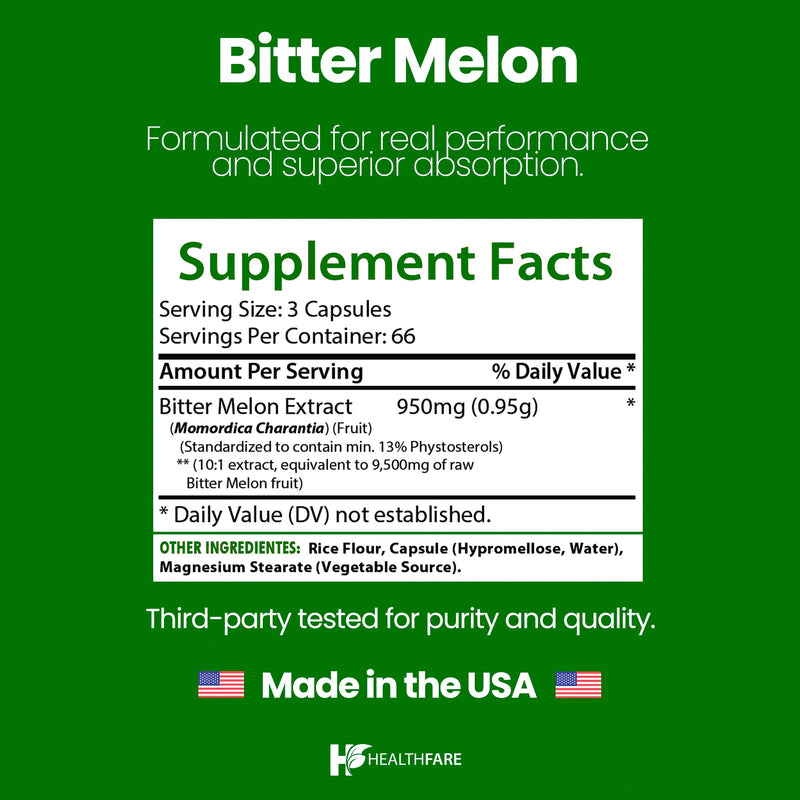 [Australia] - Bitter Melon Capsules Extract 9500mg | 200 Vegan Pills | Standardized Extra Strength Herbal Supplement | Non-GMO, Gluten-Free | Made in USA 200 Count (Pack of 1) 