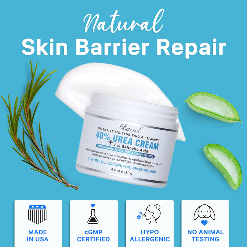 Ebanel Bundle of 40% Urea Cream 4.6 Oz, and Fungus Treatment 1 Oz