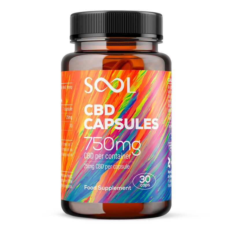 SOOL CBD Capsules 750mg 30pcs | 25mg CBD Per Gel Soft Capsule | Broad Spectrum CBD Oil Capsules | Blended with Hemp Oil | Relax - Recover - Revive 30 count (Pack of 1)
