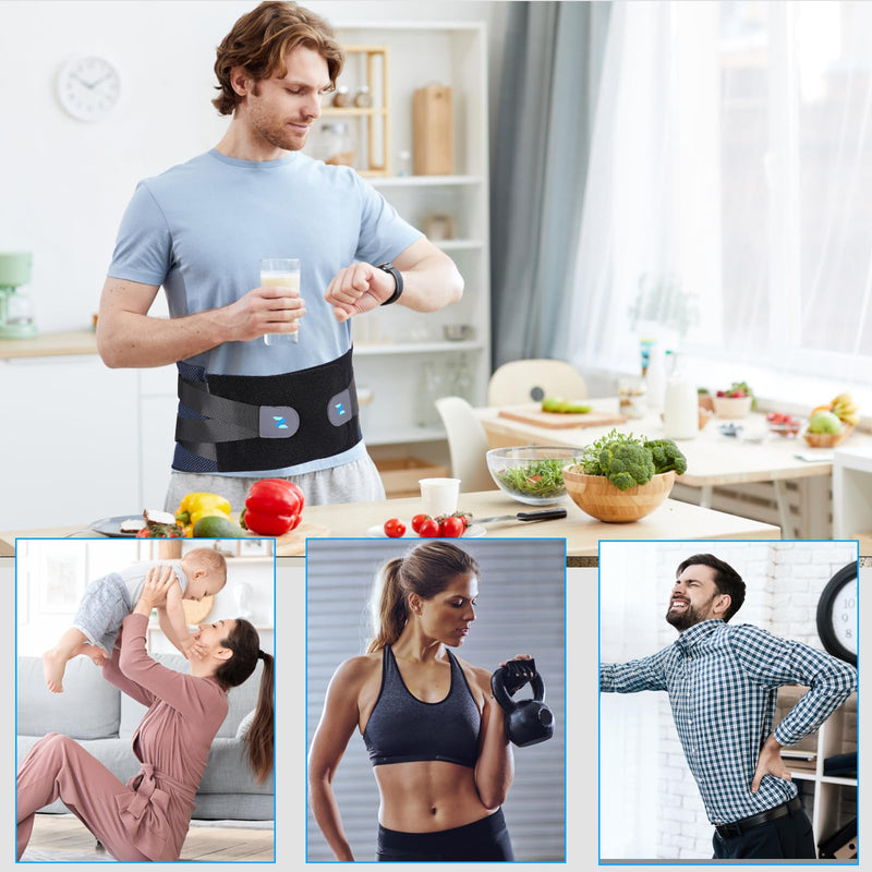[Australia] - NEENCA Lower Back Brace for Lower Back Pain Relief, Medical Grade Lumbar Support Belt for Women Men, Herniated Disc,Lumbar Strain,Sciatica, Scoliosis (Black, Large) Blueblack 
