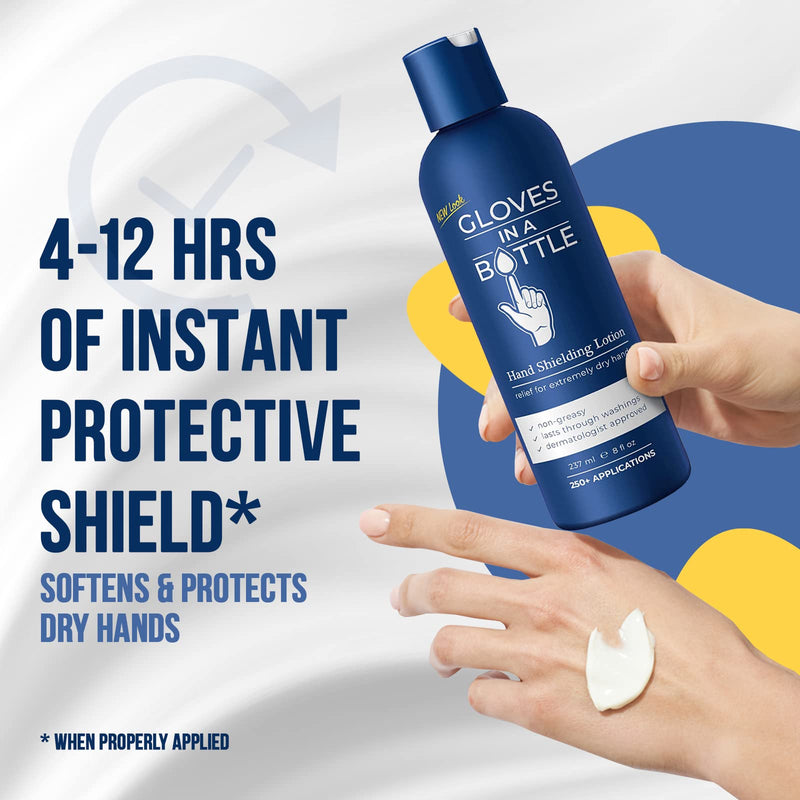 [Australia] - Gloves In A Bottle Non Greasy Healthcare Workers Hand Creams – Hand Cream for Nurses – Silicone Glove Cream – Water Resistant Dry Cracked Hands Treatment – Relief for Eczema – 2 oz & 8 oz with Pump Pack count 2 