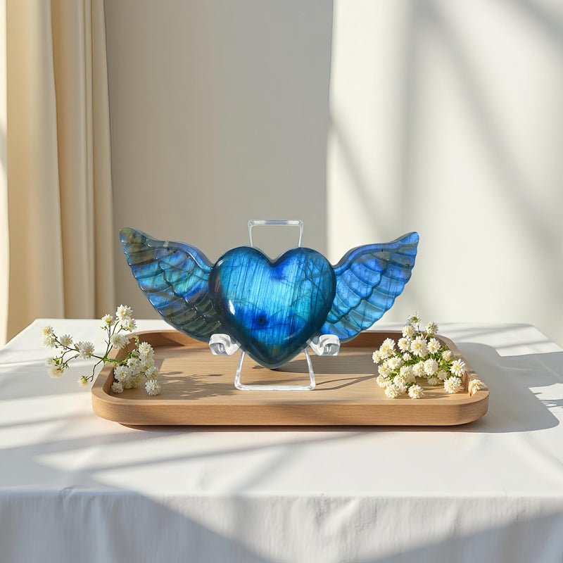 Labradorite Heart Crystal Heart Labradorite Stones Heart Crystal Healing Crystal Crystal Heart with Wings