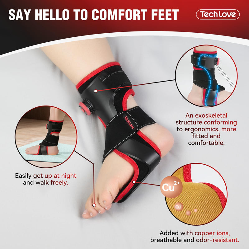 [Australia] - Tech Love Patented Plantar Fasciitis Night Splint with Ice Pack - Stepless Adjustment, Plantar Fasciitis Relief Splint with Adjustable Size for Achilles Tendonitis| Left foot LEFT FOOT 