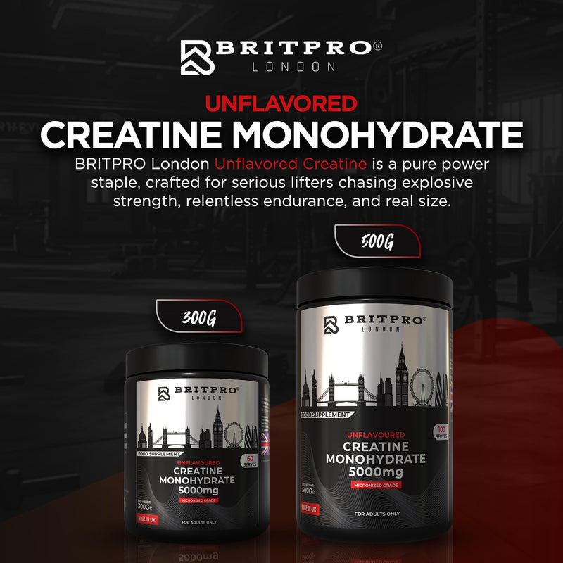 Creatine Monohydrate, Unflavoured 500g - Ultra-Micronised Creatine - Lean Muscle, Strength & Endurance - Fast Absorption, Zero Fillers - Premium Quality - Made in the UK 500 g