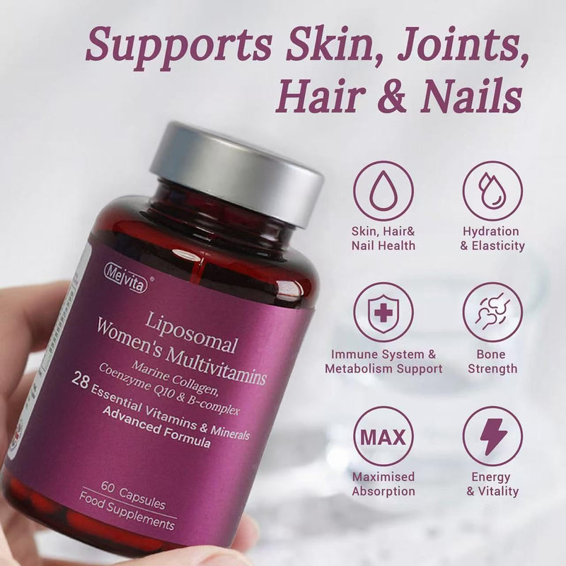 Liposomal Multivitamin for Women, 28 Vitamins & Minerals – Boost Energy, Immune Support, Antioxidant Power & Hair, Skin, Nail, Bone Health, 60 Capsules, 1 Month Supply