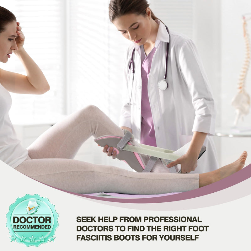 [Australia] - Medibot Sleeping Stretch Boot-Plantar Fasciitis Night Splint Leg Support Brace, Comfortable & Adjustable, Fits Right or Left Foot for Achilles Tendonitis, Heel, Bone Spurs(Grey shell Pink lining M) Medium 