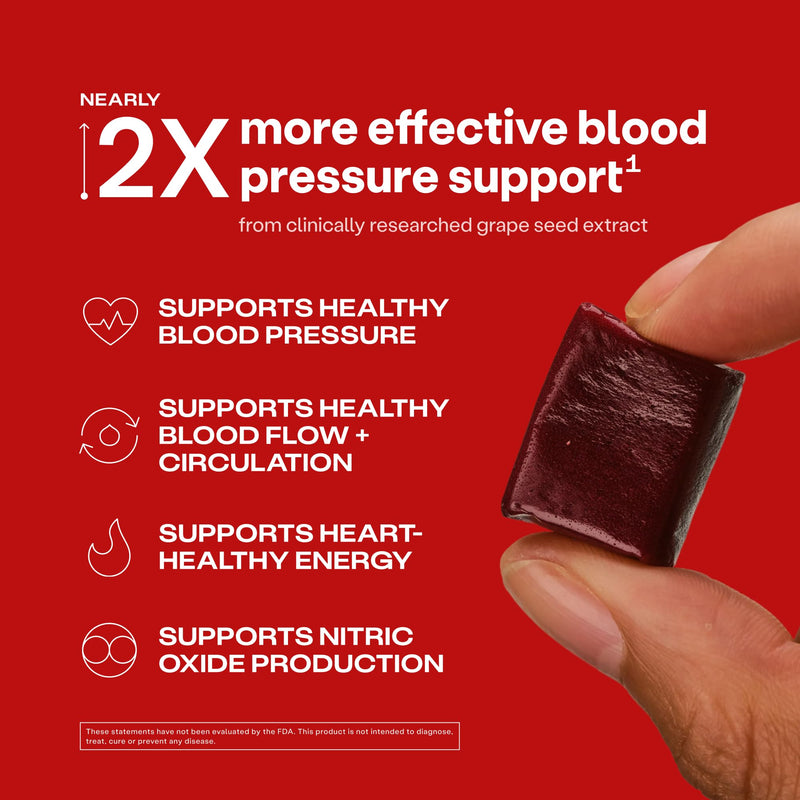 HumanN SuperBeets Heart Chews, Beet Root Powder Support Energy Supplement, Nitric Oxide and Blood Pressure Support, Grape Seed Extract & Non-GMO, Heart Health, Pomegranate Berry Flavor, 60 Count 60 Count (Pack of 1)