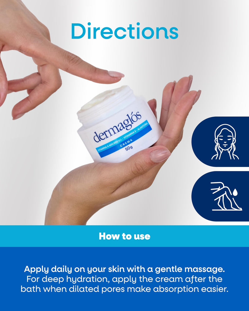 Dermaglós Moisturizing Cream, Stretch Mark Prevention, Scar cream, 1,76 oz | Vitamin A (Retinoids), Vitamin E & Allantoin, Rich Moisturizer for Wrinkles, Tattoo Aftercare, Hydration for Smooth Skin 1.76 Ounce (Pack of 1)