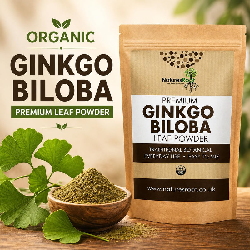 Nature’s Root Organic Ginkgo Biloba Powder 250g – Premium Botanical Leaf Powder – Vegan Herbal Supplement – Fine Milled Powder for Smoothies, Tea & Daily Wellness Routine 250 g (Pack of 1)