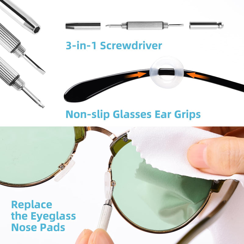 [Australia] - Glasses Cleaner Kit Eyeglass Cleaner - Anti Fog Eye glass Cleaners Spray with Microfiber Lens Cleaning Cloth, Glasses Repair Kit with Screws, Portable Travel Eyeglasses Cleaning Kit with Case Black 