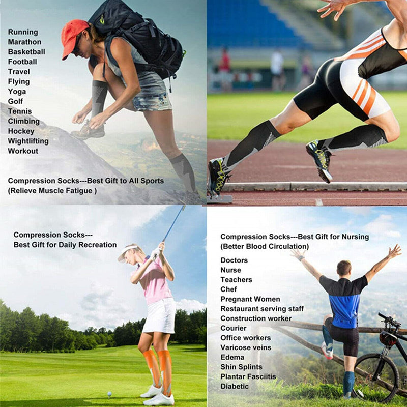 [Australia] - 3 Pairs of Compression Thrombosis Support Stockings Women and Men Compression Socks for Sports Flight Running Travel Improving Blood Circulation S/M (EU 35-39) 