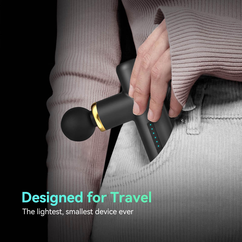 Mini Massage Gun Pocket-Sized Massage Gun Deep Tissue Quiet, Portable Percussion Muscle Travel Massager Gun,Back/Neck Massager for Pain Relief Deep Tissue (Black) Black
