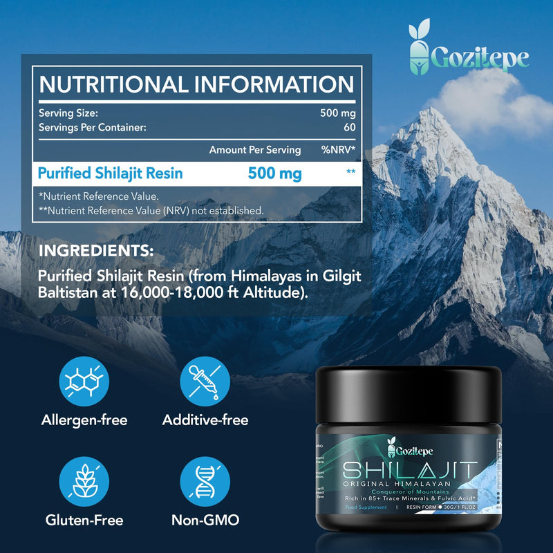 Shilajit High Potency Purified Himalayan Shilajit Resin with Fulvic Acid, Trace Minerals & Humic Acid, Vegan, Replenish Energy and Immune Support (Pack of 2) 30 g (Pack of 2)