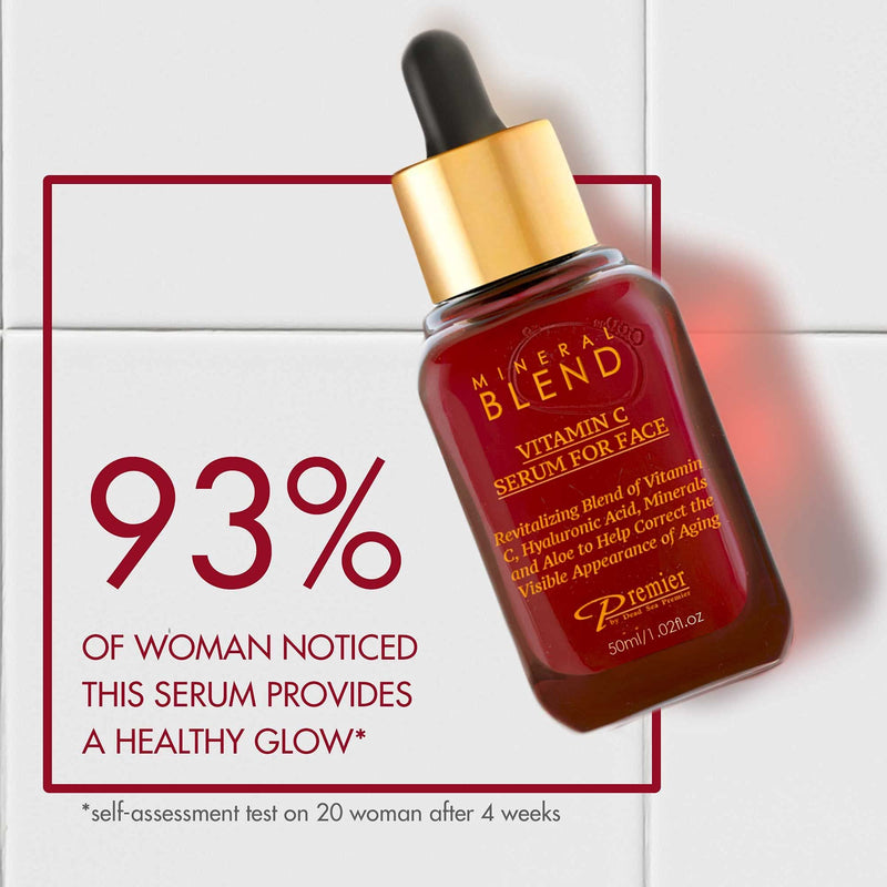 Premier Vitamin C Facial Serum with Hyaluronic Acid & Rose Hip 1.7 fl oz | Natural & Organic Anti Aging facial serum, Mineral Blend by Premier Dead Sea 1.7 Fl Oz (Pack of 1)