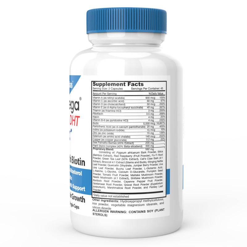 DrFormulas DHT Blocker for Men and Women | HairOmega Advanced Hair Growth Supplements with Biotin 5000 mcg | Hair Loss Vitamins Pills, 45 Day Supply