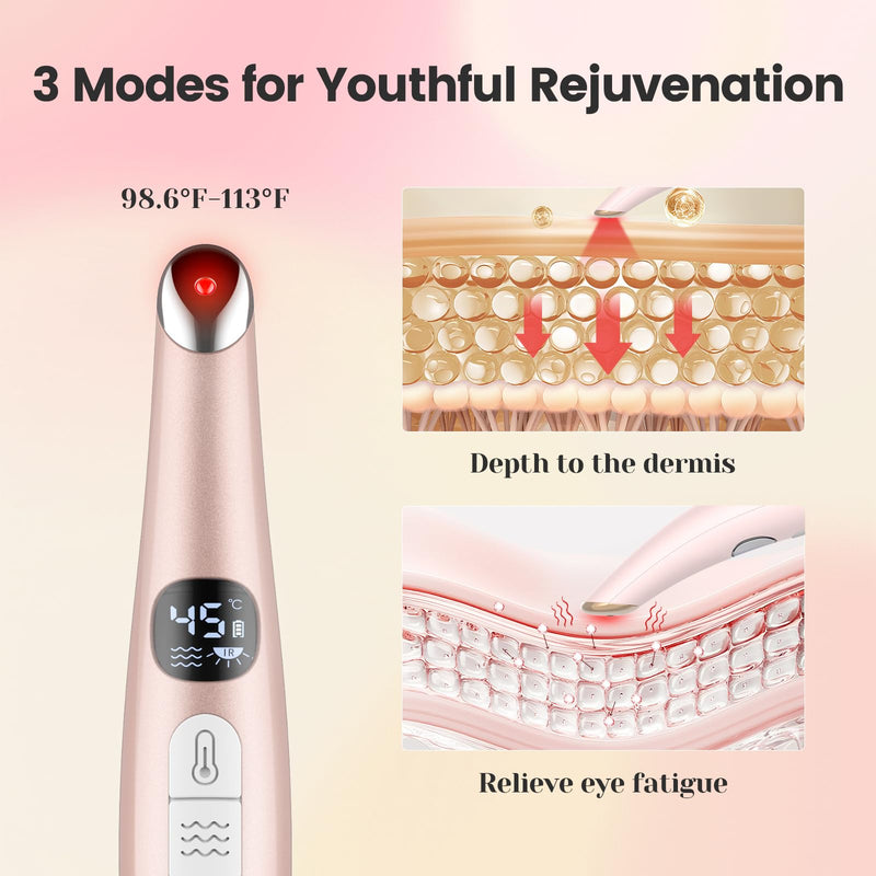 Eye Lift Wand, 3 Modes Eye Massager Wand, Eye Massager for Dry Eyes, Dark Circles and Puffiness, Eye Lifting Device for Fine Lines, White