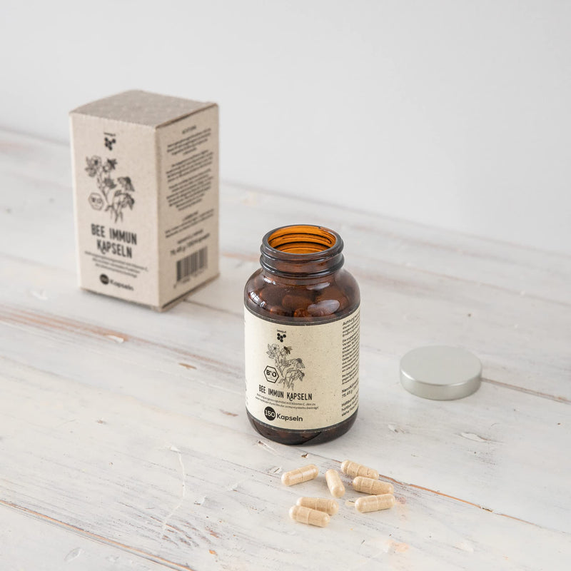[Australia] - beegut BIO beeImmun 150 capsules with the wisdom of bees (propolis & royal jelly) plus natural vitamin C, rose hip, reishi & echinacea in sustainable packaging 