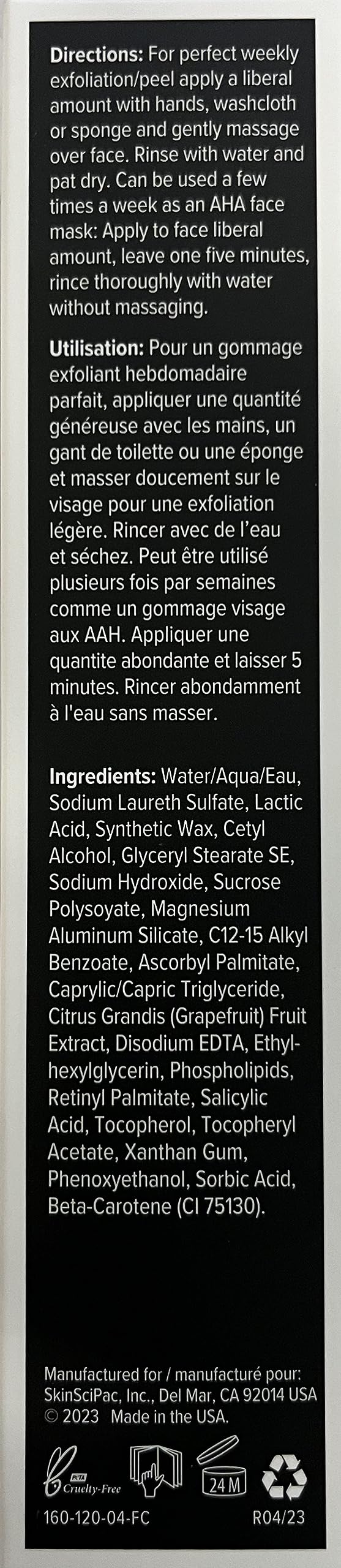 Skincare Peel and Scrub for Face and Body - Lactic Acid Retinol Vitamin C, E At-Home Microdermabrasion Anti-Irritant Dermatologist Tested