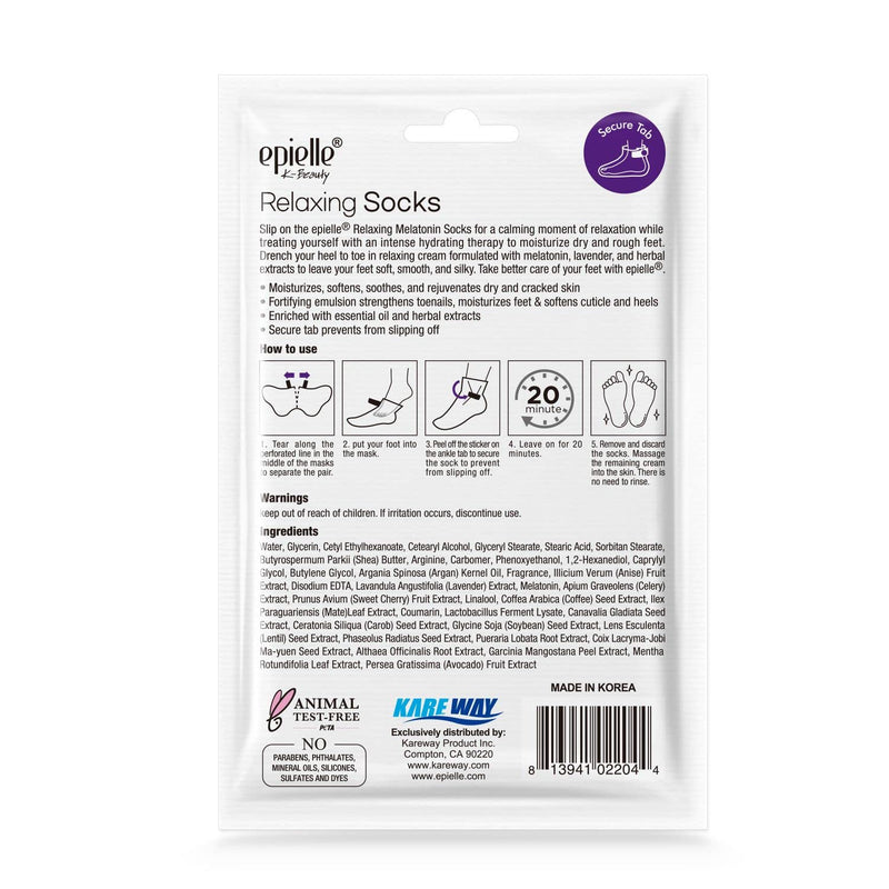 Epielle Relaxing Foot Mask 6 Pairs, Soften and Restore with Melatonin & Lavender Extract, Deep Moisturizing Socks for Dry, Cracked Feet, Self Care Gifts for Women, Spa Kit Relaxing Socks