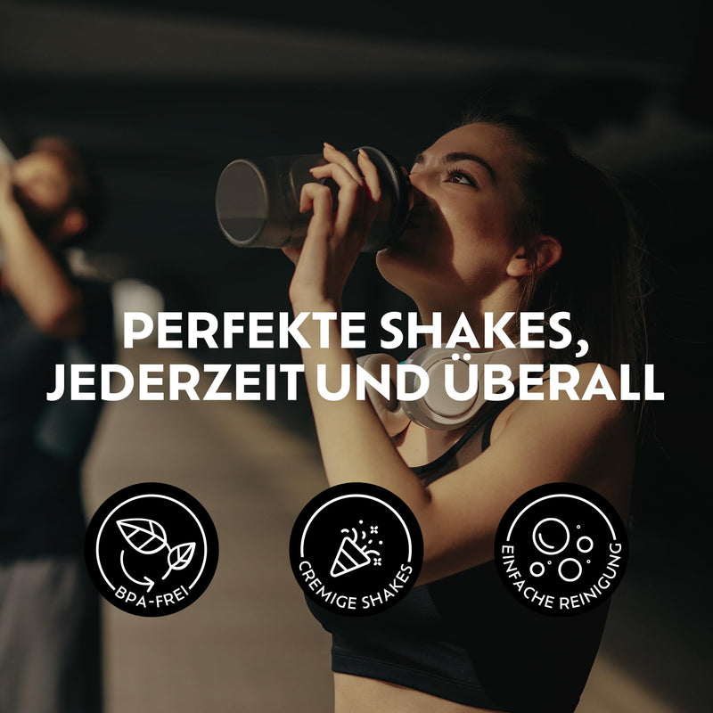[Australia] - foodspring protein shaker, 500ml, BPA-free, easy to clean - dishwasher-safe protein shaker - black 