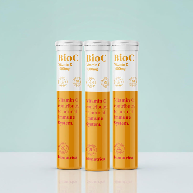 BioC High Strength Vitamin C 1000mg Effervescent Tablets 60, Immune Support, Energy & Fatigue Reduction, Antioxidant Protection – Vegan Friendly & GMP Certified 20 count (Pack of 3)