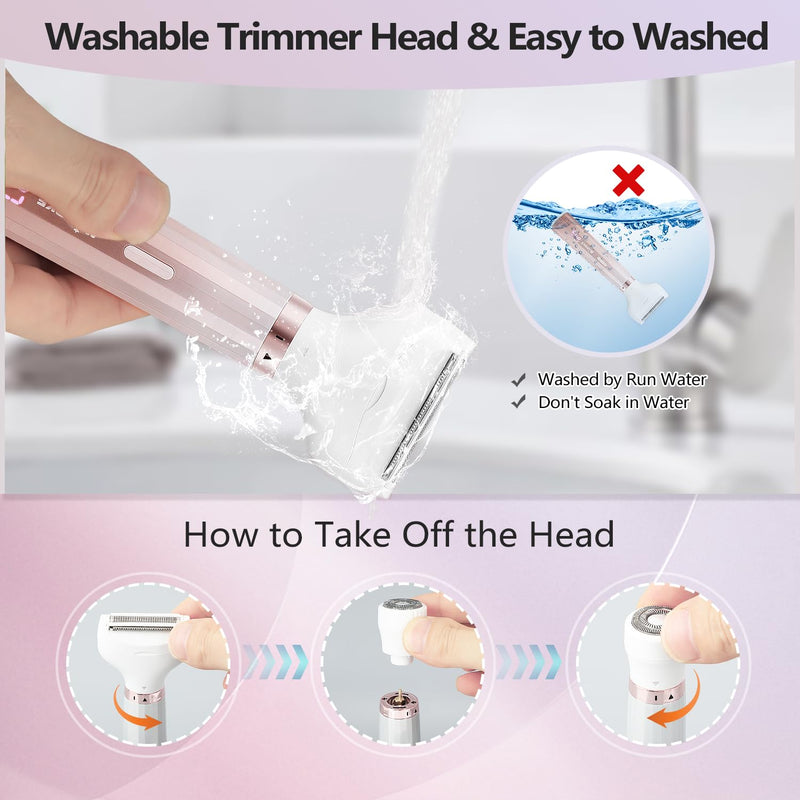 [Australia] - Electric Razors Shavers for Women, Bikini Trimmer 5 in 1 Lady Electric Shaver Razor Wet/Dry Face Razors for Face Nose Eyebrow Arms Armpit Legs Pubic Hair Area Painless Facial Hair Removal for Women Gold 