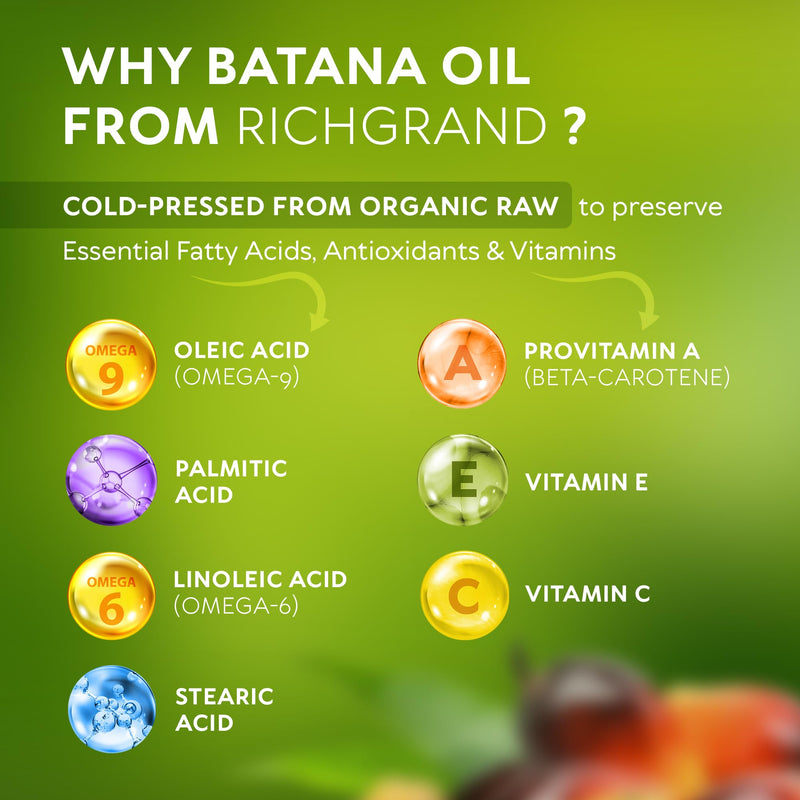 Batana Oil for Hair Growth - 100% Raw & Organic Unrefined Batana Oil - Cold Pressed Hair Mask for Scalp Health, Thicker Hair & Split Ends Repair - Natural & Pure (4.23 oz) 4.23 Fl Oz